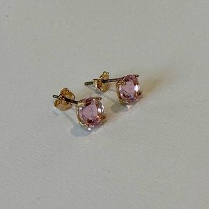 Pink Sapphire Gold Stud Earrings